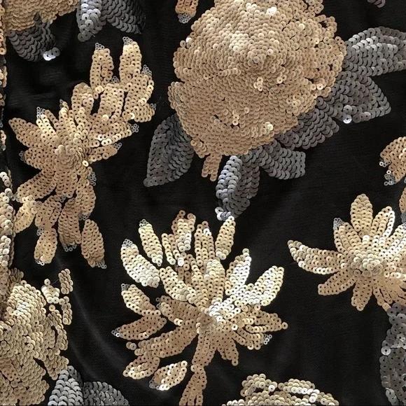 NWT Forever 21 black gold silver sequin midi skirt small - Picture 6 of 11